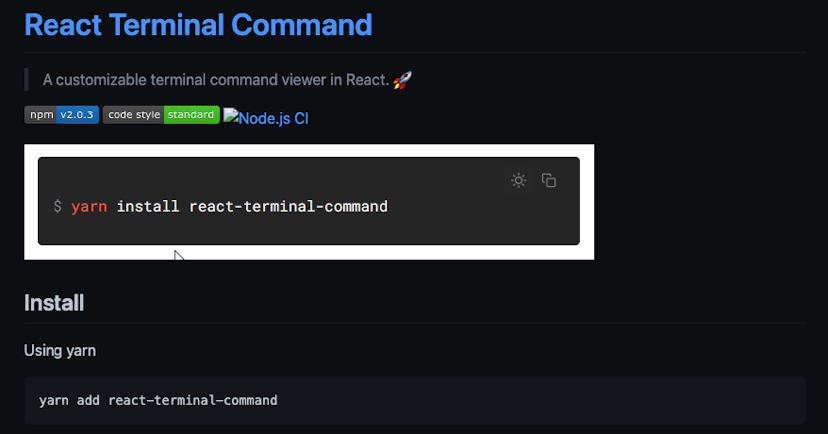 React Terminal Command